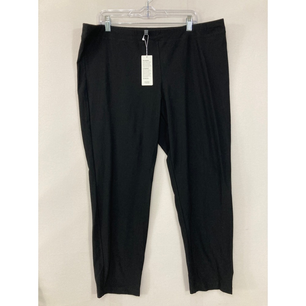 New Eileen Fisher size XXL Black Washable Stretch Crepe Slim‎ Ankle Pants Preppy